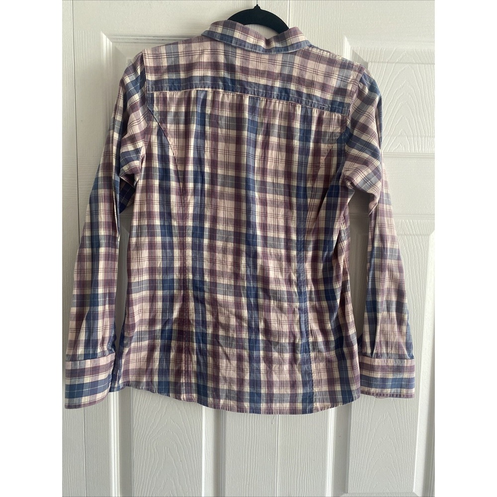 Ariat Plaid Button Down Womens Size S Purple Blue Western Long Sleeve Cotton - Picture 6 of 6